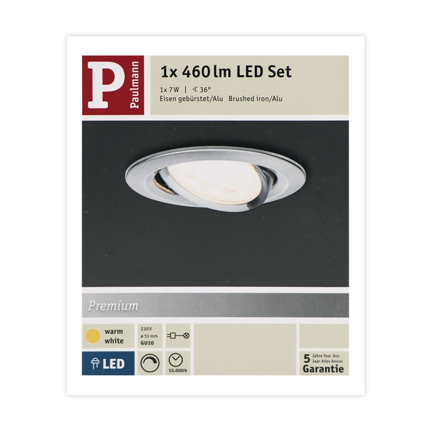 Paulmann 93603 - LED-GU10/7W IP23 Luminaire encastré de salle de bain à intensité variable NOVA 230V