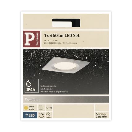 Paulmann 93611 - LED-GU10/7W IP44 Luminaire à intensité variable de salle de bain NOVA 230V