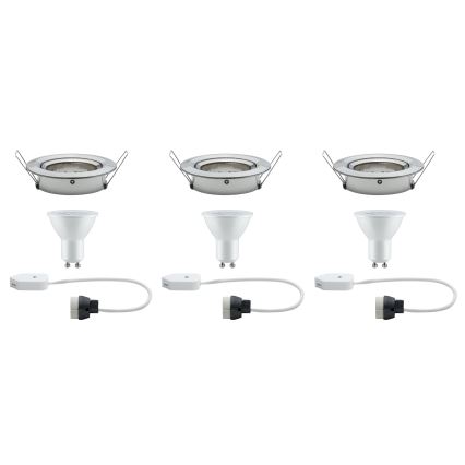 Paulmann 93649 - LOT 3x LED GU10/5W IP23 Spot encastrable salle de bain à intensité variable NOVA 230V