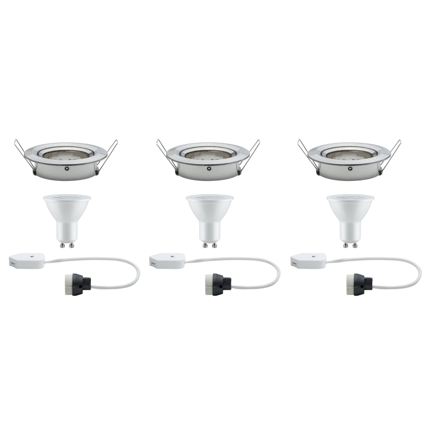 Paulmann 93649 - LOT 3x LED GU10/5W IP23 Spot encastrable salle de bain à intensité variable NOVA 230V