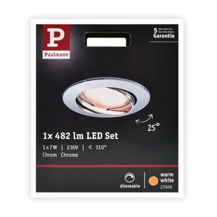 Paulmann 93965 - Spot à intensité variable salle de bain LED/7W COIN 230V