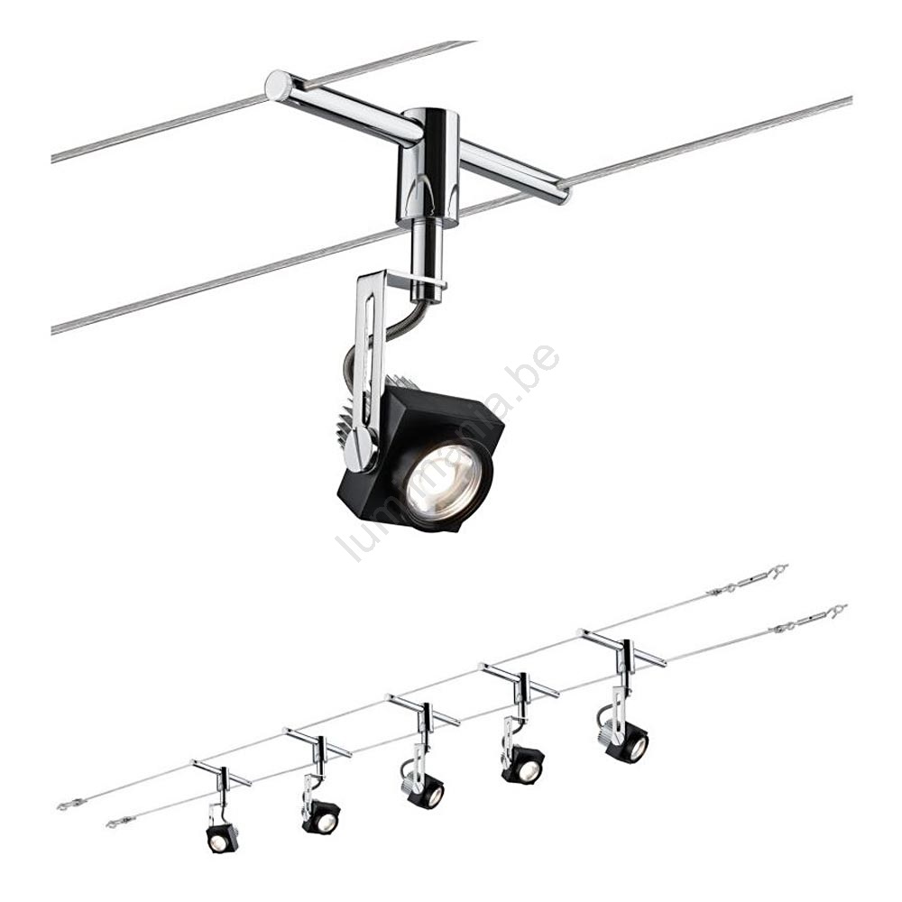Paulmann 94468 Spot Unique Système Corde - Blanc Mat Chrome GU5,3 Pour Rail Métallique