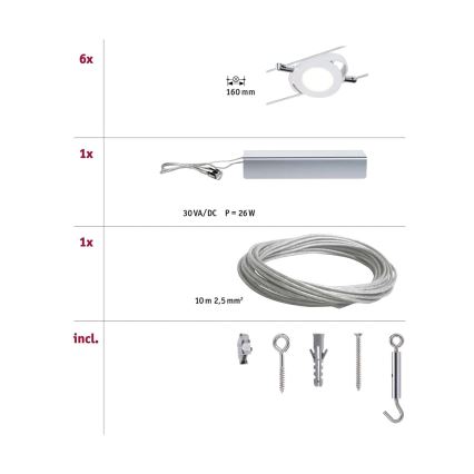 Paulmann 94106 - SET 6xLED/4W Spot voor een stringsysteem ROUNDMAC 230V wit