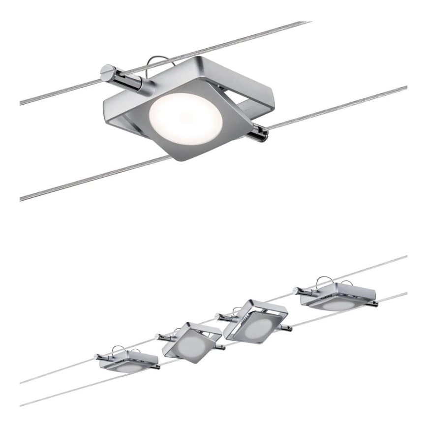 Paulmann 94107 - Lot de 4xLED/4,3W Spot pour système sur câble MAC 230V chrome mat