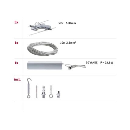 Paulmann 94108 - LOT 5xLED/4,3W Spot pour système de rail MAC 230V chrome mat