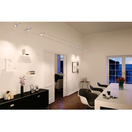 Paulmann 94133 - Set van 5x GU5,3/10W compleet staalkabelsysteem MAC 230V mat chroom