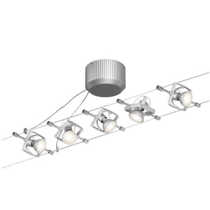 Paulmann 94133 - Set van 5x GU5,3/10W compleet staalkabelsysteem MAC 230V mat chroom