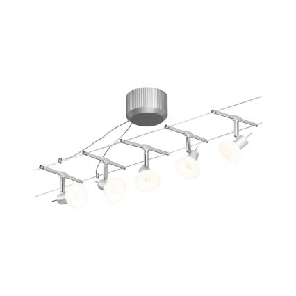 Paulmann 94136 - Kit 5x GU5,3/10W, système d'éclairage complet sur câble SHEELA 230V, finition chrome brillant