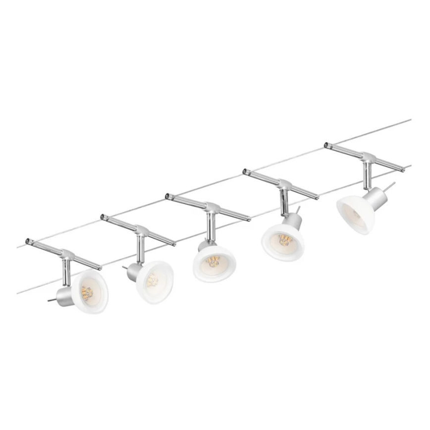 Paulmann 94136 - Kit 5x GU5,3/10W, système d'éclairage complet sur câble SHEELA 230V, finition chrome brillant
