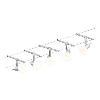 Paulmann 94136 - SET 5xGU5,3/10W Compleet kabelsysteem SHEELA 230V glanzend chroom