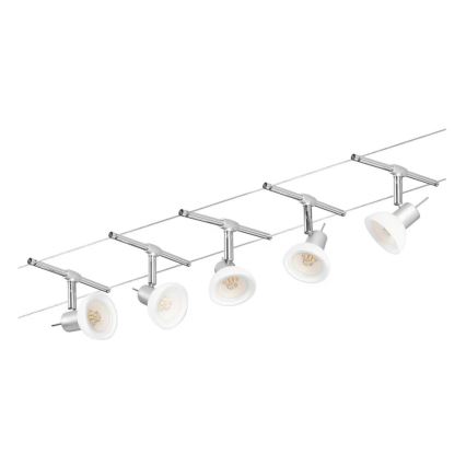 Paulmann 94136 - SET 5xGU5,3/10W Compleet kabelsysteem SHEELA 230V glanzend chroom