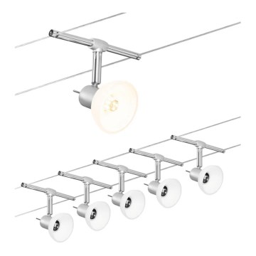 Paulmann 94136 - SET 5xGU5,3/10W Compleet kabelsysteem SHEELA 230V glanzend chroom