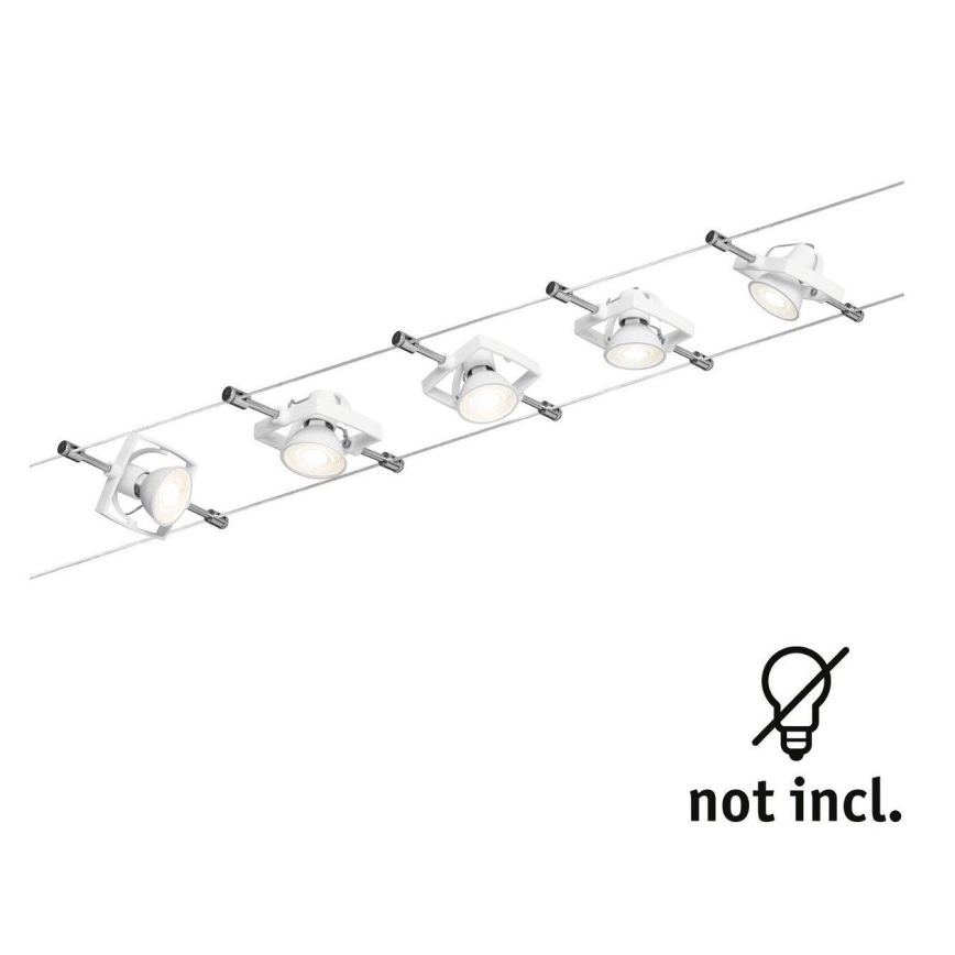 Paulmann 94149 - SET van 5xGU5,3/10W Spotlamp voor kabelsysteem TECH 230V wit