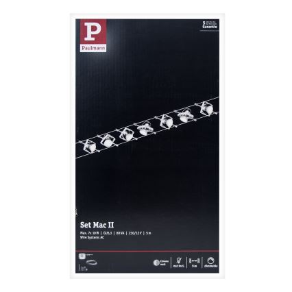 Paulmann 94152 - KIT 7x GU5,3/10W Système complet sur câble MAC 230V chrome mat