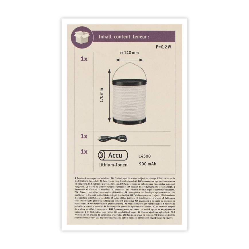 Paulmann 94169 - LED/0,2W IP44 Decoratieve buitenverlichting MOBILE 3,7V 900 mAh