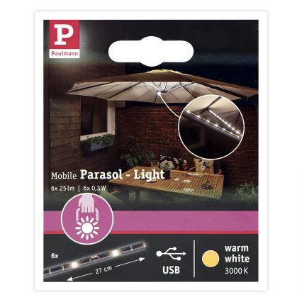 Paulmann 94219 - LED/1,8W Parasol verlichting 5V/USB