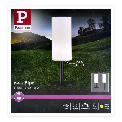 Paulmann 94221 - LED/1W IP44 Staande Lamp voor buiten, Dimbaar, Draagbaar PIPE 5V