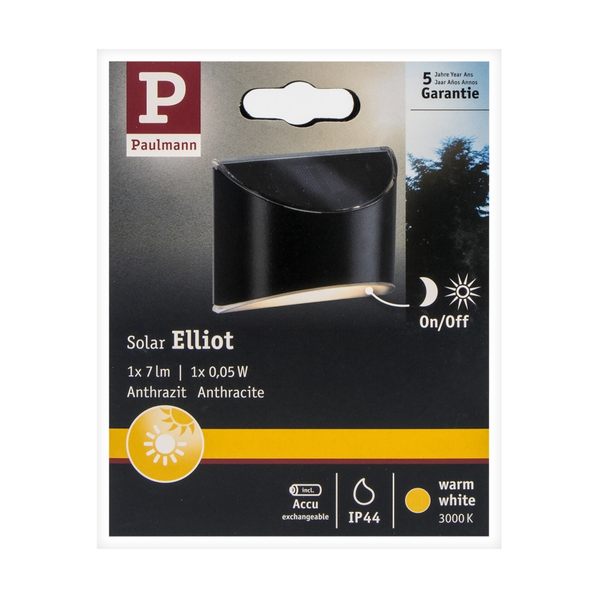 Paulmann 94233 - LED/0,05W IP44 Solar wand lamp ELLIOT 1,2V 400 mAh