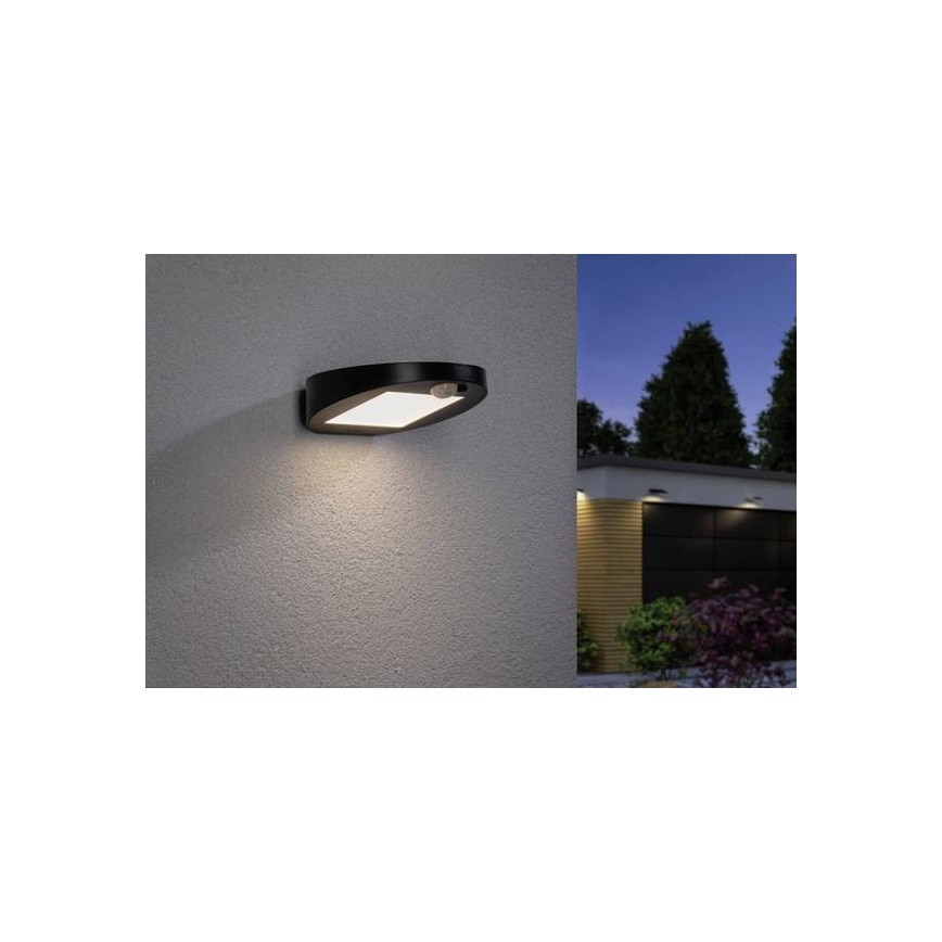 Paulmann 94246 - LED/1,2W IP44 Solarlamp voor buiten met sensor RYSE 3,7V 1800 mAh