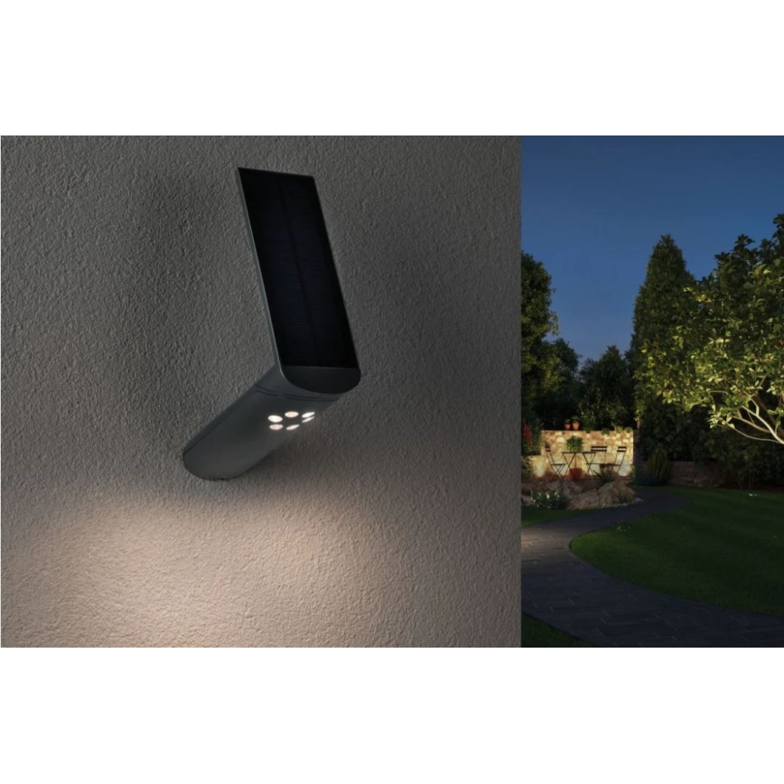 Paulmann 94261 - LED/1,2W IP44 Solar wandlamp met sensor ILIAS 3,7V 1800 mAh