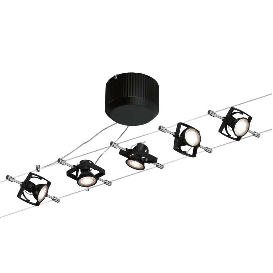 Paulmann 94290 - SET van 5x GU5,3/10W Spotverlichting voor kabelsysteem MAC 230V zwart