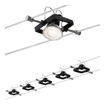 Paulmann 94290 - SET van 5x GU5,3/10W Spotverlichting voor kabelsysteem MAC 230V zwart