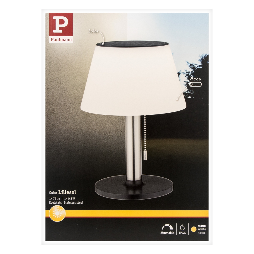Paulmann 94309 - LED/0,8W IP44 Dimbaar zonne- lamp LILLESOL 3,7V 2000 mAh