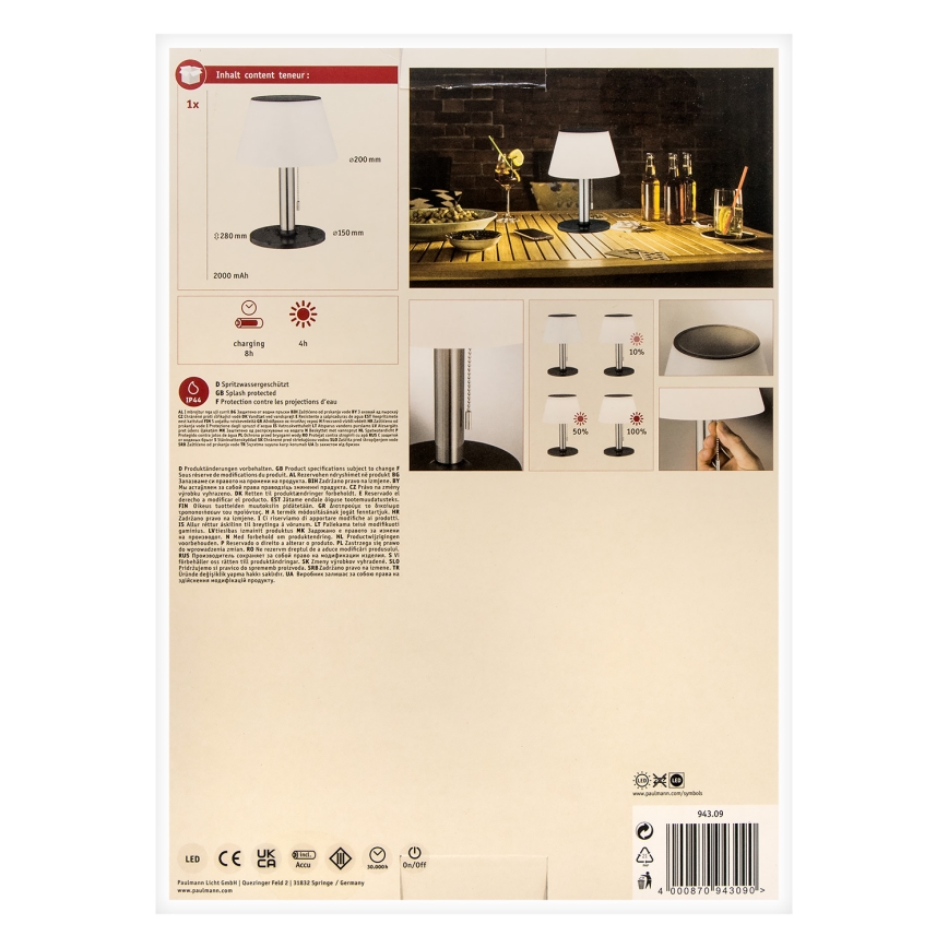 Paulmann 94309 - LED/0,8W IP44 Dimbaar zonne- lamp LILLESOL 3,7V 2000 mAh