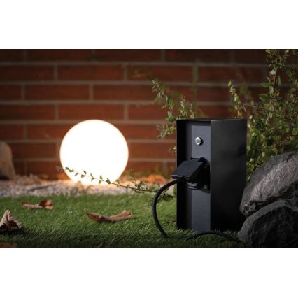 Paulmann 94315 -Buitenstopcontact zuil met schemersensor ​ RIO 3Z SCHUKO 230V IP44