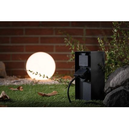 Paulmann 94315 -Buitenstopcontact zuil met schemersensor ​ RIO 3Z SCHUKO 230V IP44