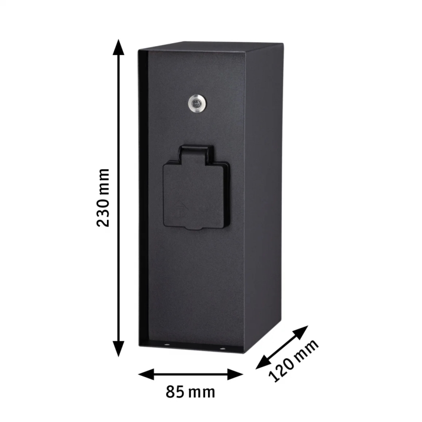 Paulmann 94315 -Buitenstopcontact zuil met schemersensor ​ RIO 3Z SCHUKO 230V IP44