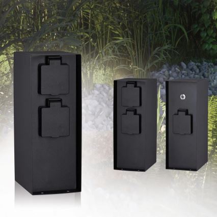 Paulmann 94315 -Colonne de prises extérieur avec détecteur crépusculaire RIO 3Z SCHUKO 230V IP44