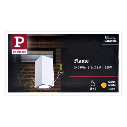 Paulmann 94330 - Witte 2x LED Buiten wandlamp / 2,8W IP44 FLAME 230V