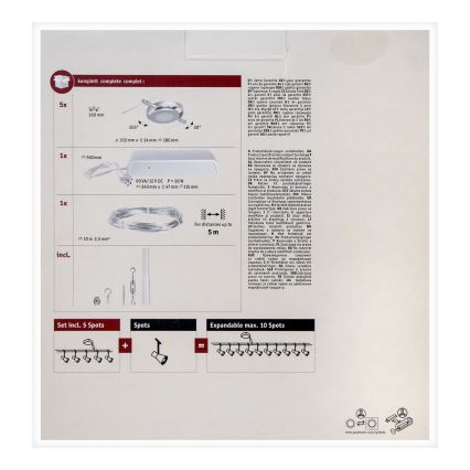 Paulmann 94414 - LOT 5xLED/4,5W Spot pour système de câble ROUNDMAC 230V chrome