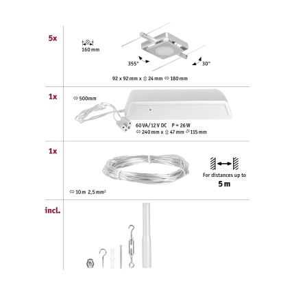 Paulmann 94420 - LOT 5xLED/4,5W Spot pour système de rail MAC 230V chrome mat