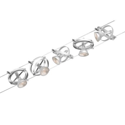 Paulmann 94436 - Kit 5xGU5,3/10W Système complet sur câble CARDAN 230V chrome mat