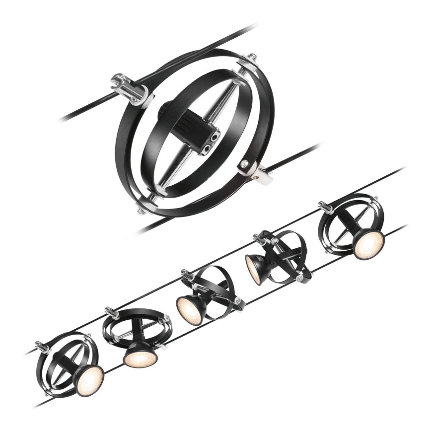Paulmann 94440 - SET van 5x GU5,3/10W Spotlamp voor het CARDAN kabelsysteem 230V zwart