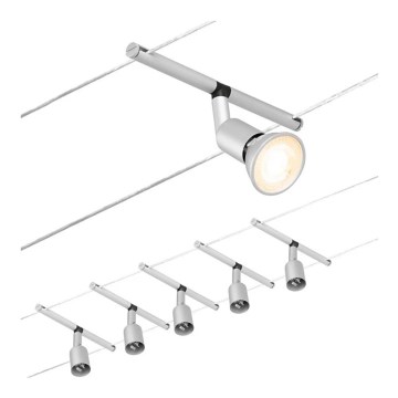 Paulmann 94442 - SET 5xGU5,3/10W Compleet kabelsysteem SALT 230V mat chroom