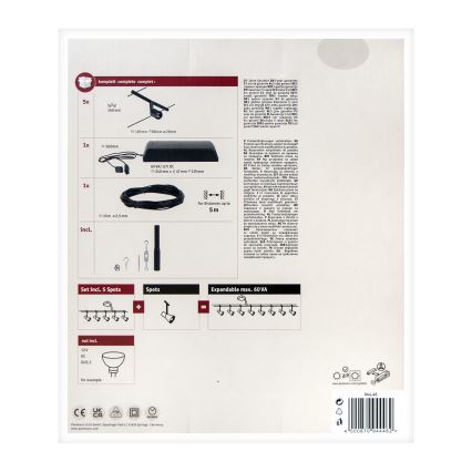 Paulmann 94446 - Kit 5xGU5,3/10W, système complet sur câble SALT 230V, noir