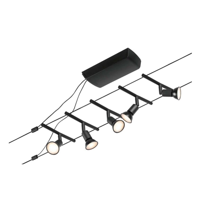 Paulmann 94446 - LOT 5xGU5,3/10W Spot pour système de câble SALT 230V noir