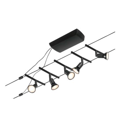 Paulmann 94446 - SET 5x GU5,3/10W Compleet kabelsysteem SALT 230V zwart