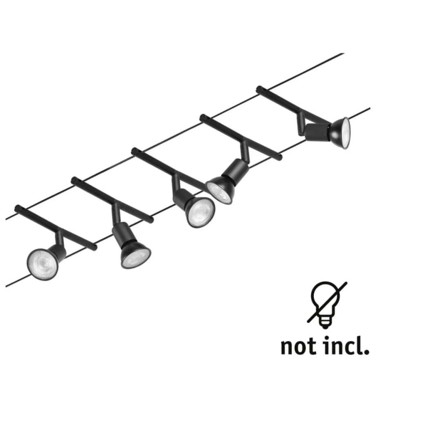 Paulmann 94446 - SET 5x GU5,3/10W Compleet kabelsysteem SALT 230V zwart