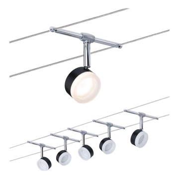 Paulmann 94457 - Ensemble 5x LED/4W Système complet sur câble CLEAR 230 V noir/chrome brillant