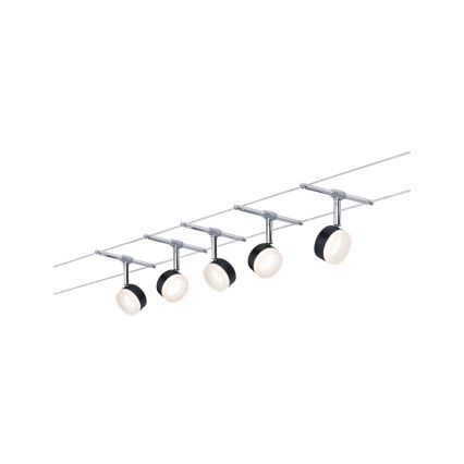 Paulmann 94457 - ENSEMBLE de 5 spots LED (5 x 4 W) pour système à câbles CLEAR, 230 V, noir/chrome brillant
