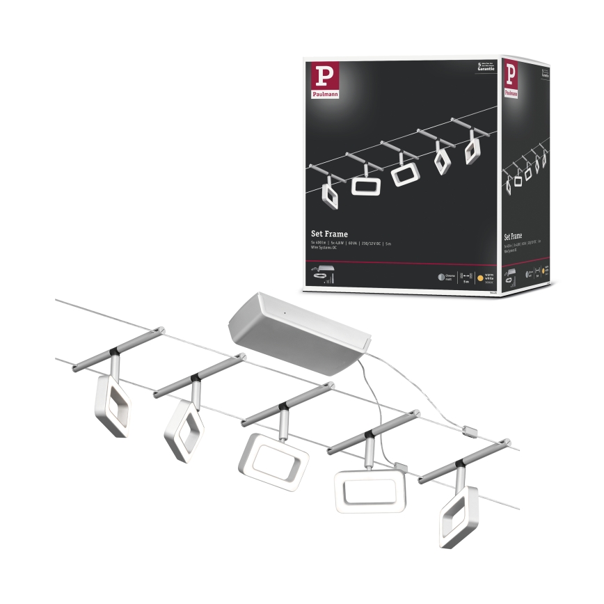 Paulmann 94481 - Lot de 5 spots LED/4,8W pour système à câbles FRAME 230V chromé mat