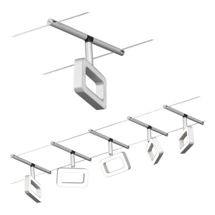 Paulmann 94481 - Kit 5x LED, 4,8 W — système complet à câbles FRAME 230 V, chrome mat