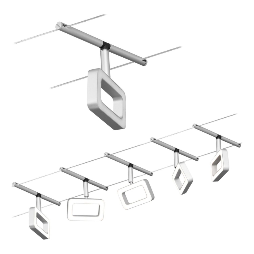 Paulmann 94481 - Kit 5x LED, 4,8 W — système complet à câbles FRAME 230 V, chrome mat