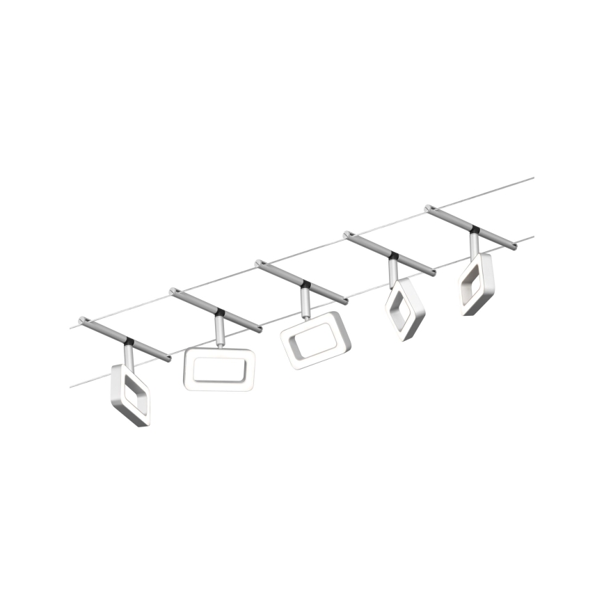 Paulmann 94481 - Kit 5x LED, 4,8 W — système complet à câbles FRAME 230 V, chrome mat