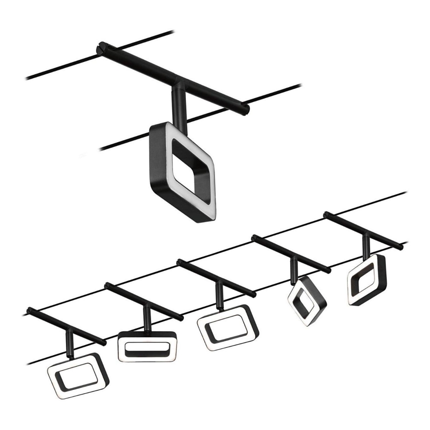 Paulmann 94485 - SET van 5x LED/4,8W compleet kabelsysteem FRAME 230V, zwart
