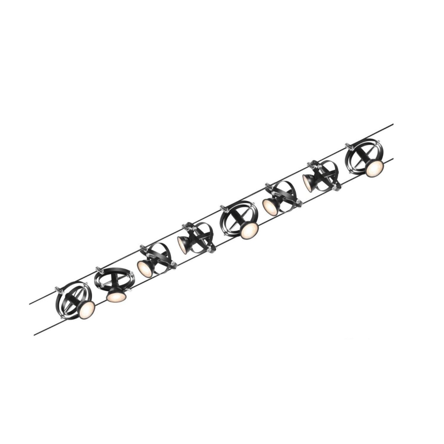 Paulmann 94494 - SET 8xGU5,3/7,5W Spot voor een rail Systeem CARDAN 230V zwart